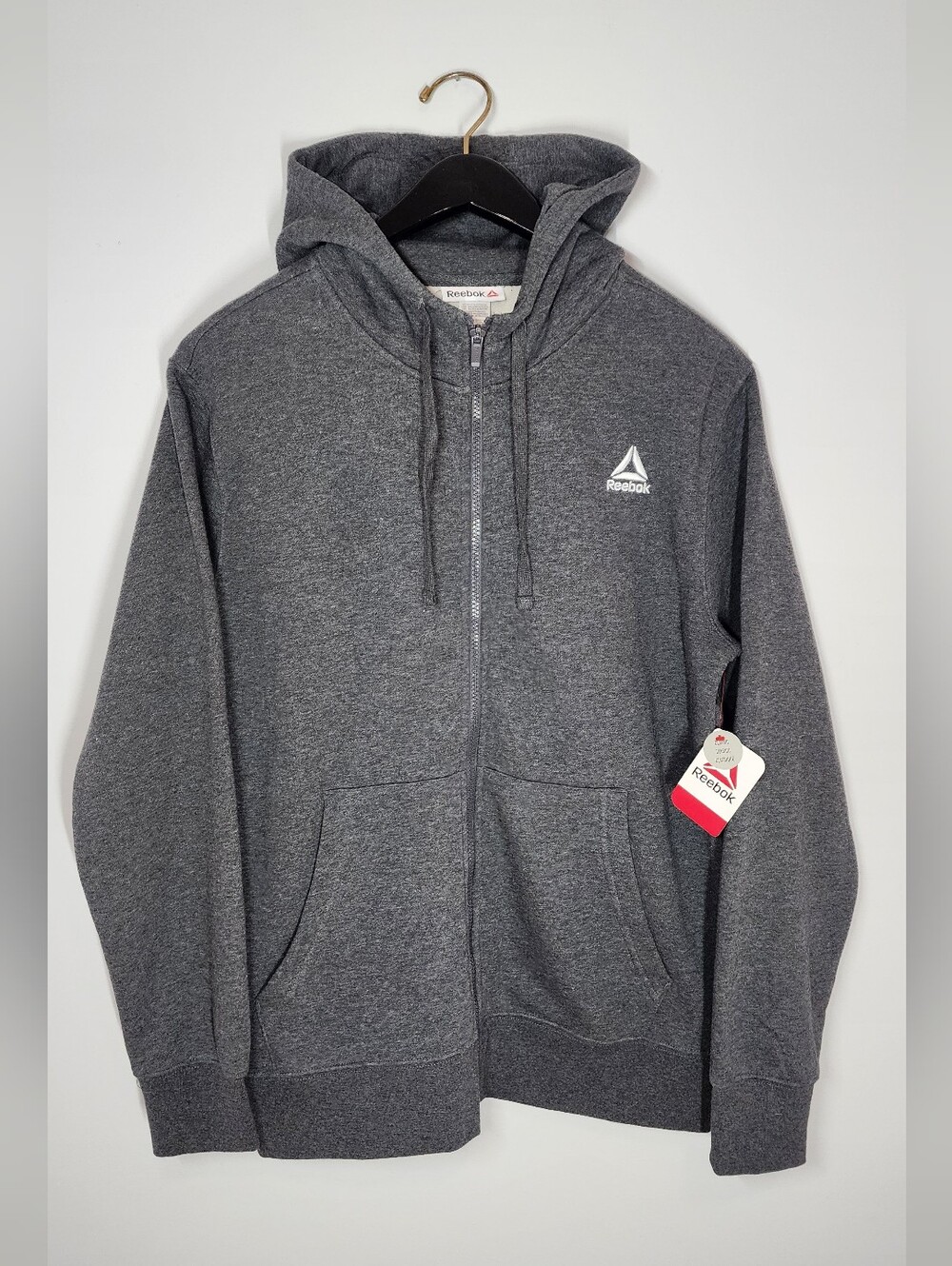 Reebok Men's Game Day Full Zip Hoodie Heather Grey Size S